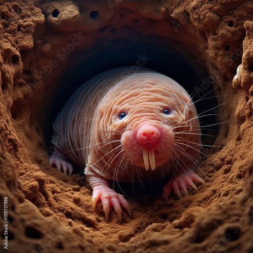 Naked Mole Rat Colony in Underground Burrows Illustrate a naked photo