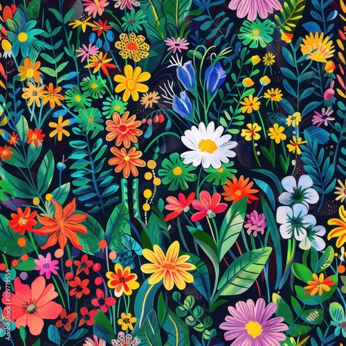 Wallpaper Mural Vibrant Floral Tapestry Torontodigital.ca