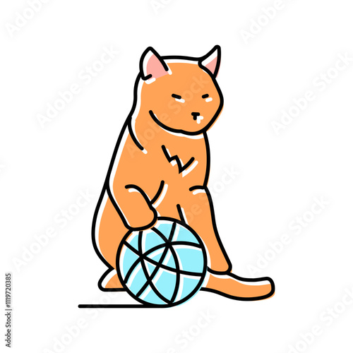 and yarn ball cat breeding color icon vector. and yarn ball cat breeding sign. isolated symbol illustration
