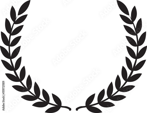 Circular foliate laurels branches icon Laurel wreath vectors isolated on transparent background. Silhouette vintage Heraldic trophy crest Greek olive branch award winner round emblem