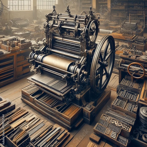 Old Printing Press Detailed parts and operation of a printing pr