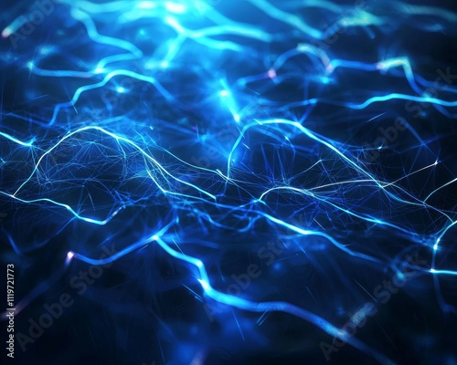 Abstract blue light waves creating a dynamic, electronic feel, evoking a sense of energy and motion.