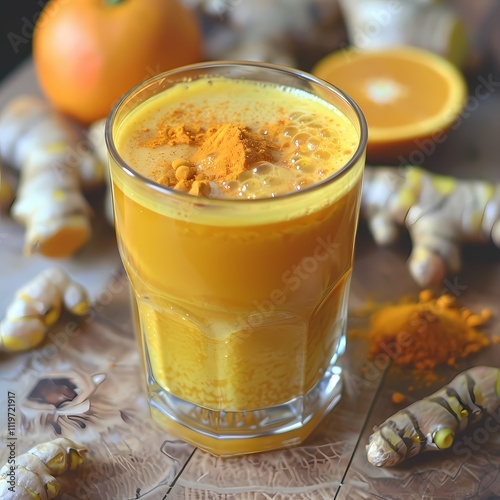 Turmeric Orange Juice with Fresh Ginger