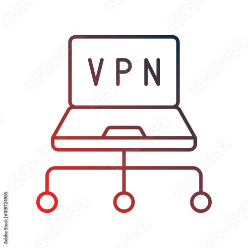 vpn gradient icon with white background vector stock illustration
