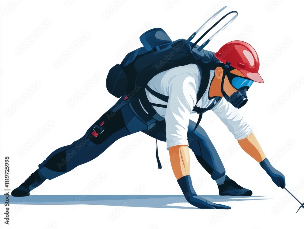 Pest Control Technician in Action Illustration Pest Control Technician in Action Illustration