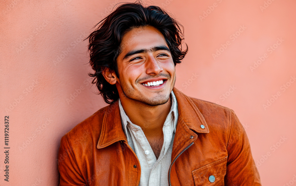 A man with a smile on his face is wearing a pink shirt A man with a smile on his face is wearing a pink shirt