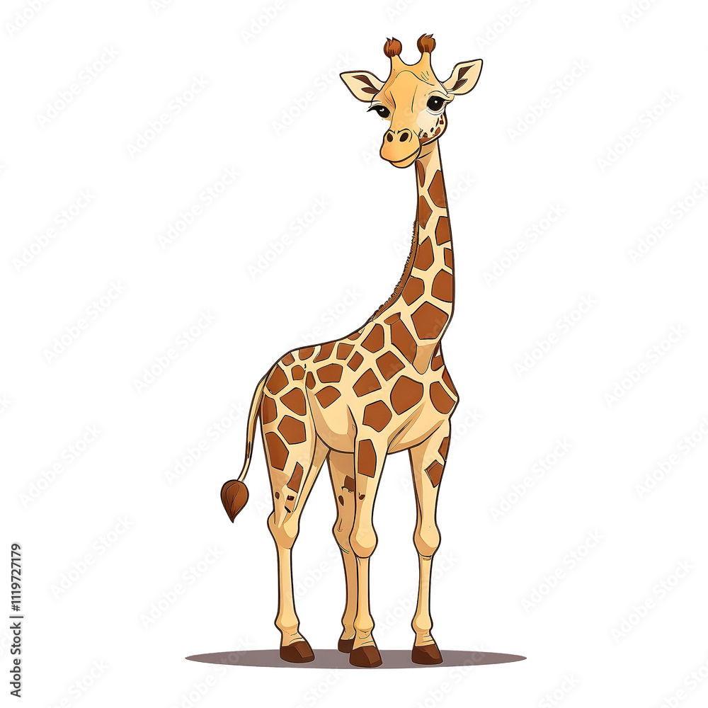 Obraz premium Giraffe, animal wildlife concept in savannah, Hand draw clipart, PNG, Transparent background.
