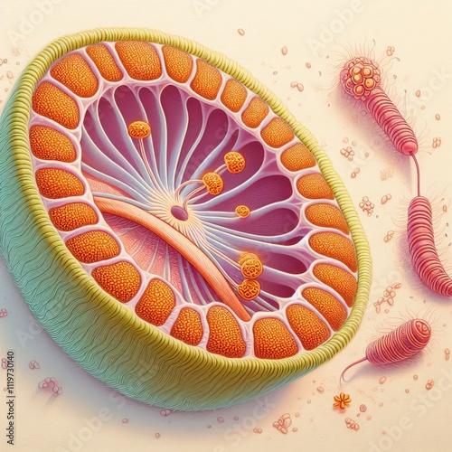 Pollen Tube Path Detail Depict the path of a pollen tube as it t photo