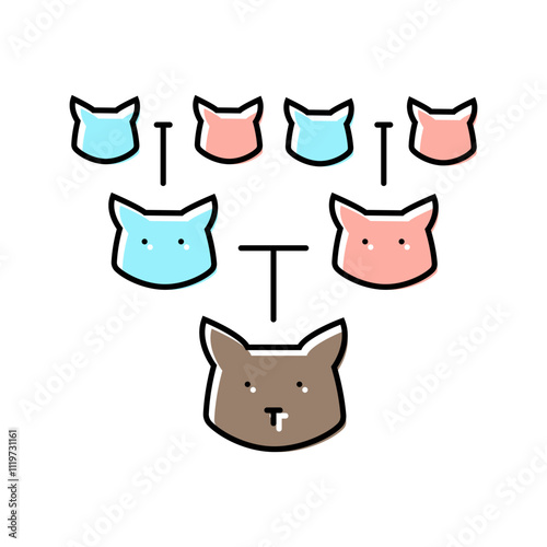 pedigree chart cat breeding color icon vector. pedigree chart cat breeding sign. isolated symbol illustration