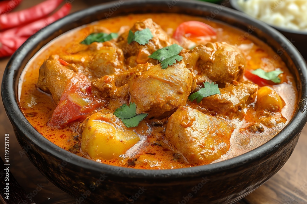 A Bowl of Curry with Colorful Vegetables A Bowl of Curry with Colorful Vegetables
