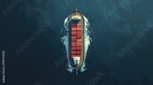 bulk carrier flat design top view marine freight theme animation colored pastel  photo