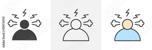 Anxiety icon collection in black and colored style.