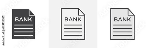 Bank statement icon collection in black and colored style.