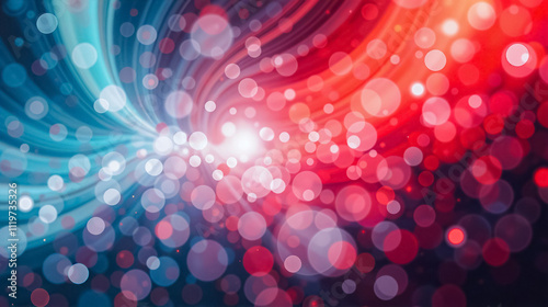 A vibrant abstract background with glowing circles of red, blue, and white swirling together. This energetic design evokes a sense of cosmic motion and dynamic energy.
