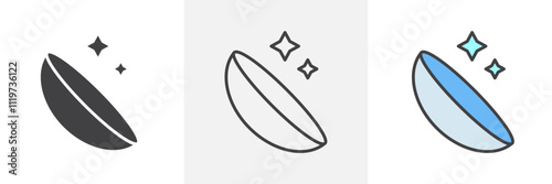contact lenses icon collection in black and colored style.