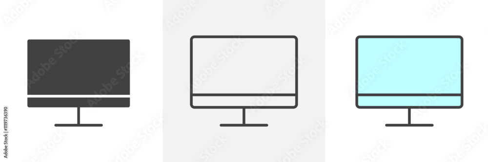 Desktop icon collection in black and colored style. Desktop icon collection in black and colored style.