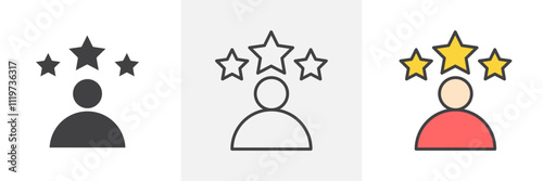 Customer satisfaction icon collection in black and colored style.
