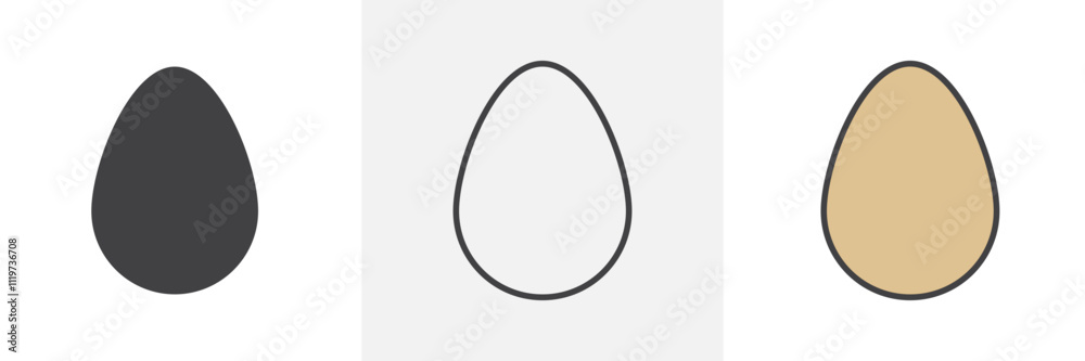Egg icon collection in black and colored style. Egg icon collection in black and colored style.