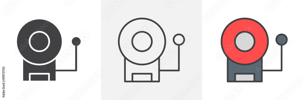 Fire alarm icon collection in black and colored style. Fire alarm icon collection in black and colored style.