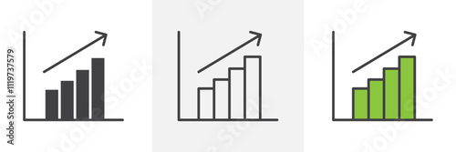 Free Download Growing graph icon collection in black and colored style. - GFXLoad