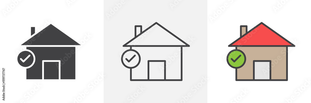 Home insurance icon collection in black and colored style. Home insurance icon collection in black and colored style.
