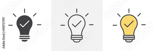 Idea icon collection in black and colored style.