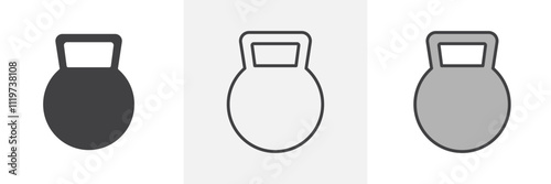 Kettlebell icon collection in black and colored style.