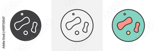Microorganism icon collection in black and colored style.