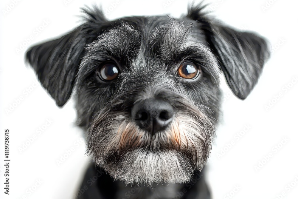 Serious Black and Tan Dog with Piercing Gaze on White Background Serious Black and Tan Dog with Piercing Gaze on White Background