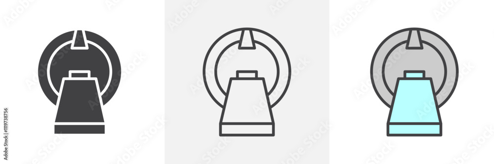MRI icon collection in black and colored style. MRI icon collection in black and colored style.