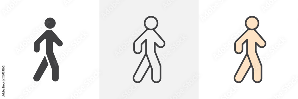 Obraz premium Pedestrian icon collection in black and colored style.