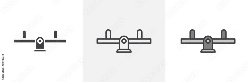 Seesaw icon collection in black and colored style. Seesaw icon collection in black and colored style.