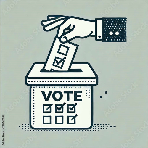 Hand Depositing a Vote in a Political Ballot Box. icon