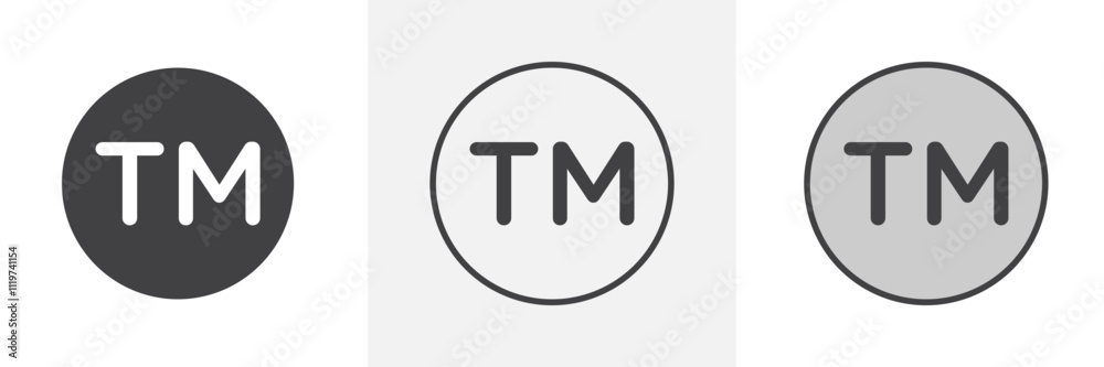 Trademark icon collection in black and colored style. Trademark icon collection in black and colored style.
