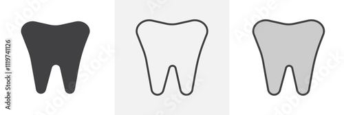 Tooth icon collection in black and colored style.