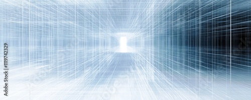 Abstract Blue Light Tunnel with Dynamic Lines and Blurred Perspective for Digital Backgrounds and Futuristic Designs