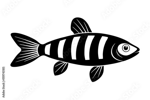 Zebra Danio Silhouette (Danio rerio) – Hardy & Active Freshwater Fish Design for Art & Prints