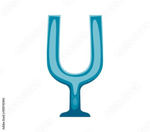 Tuning fork musical instrument font Y letter. Sound equipment acoustic resonator or musical instrument English ABC letter, font typeset isolated vector element, latin alphabet symbol