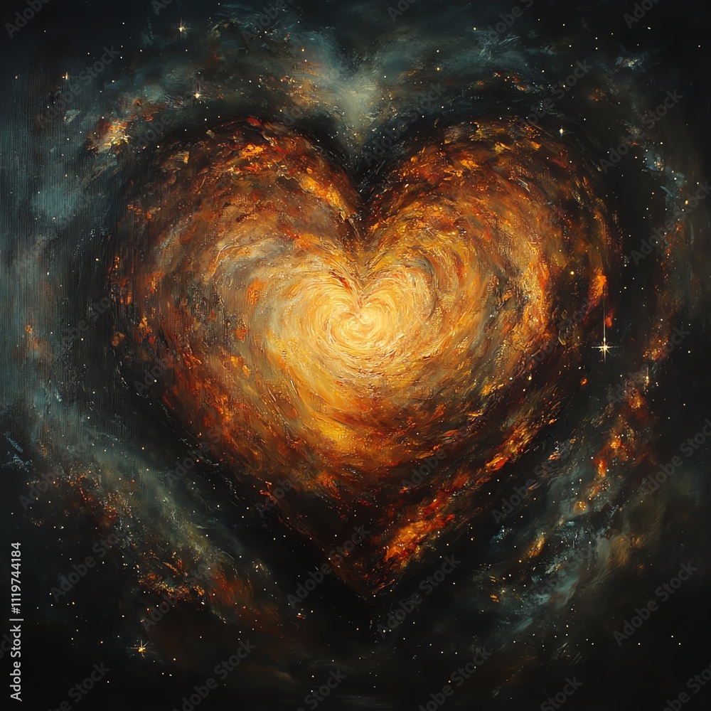 Fototapeta premium Heart Shape in a Cosmic Galaxy Swirl