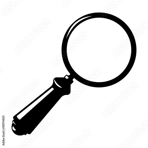 Magnifying Glass Lens Icon Black Silhouette Illustration