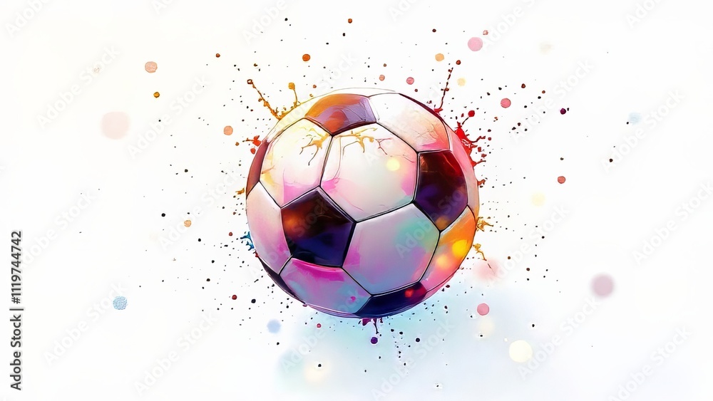 Fototapeta premium Hand-drawn football art, vibrant and bold.