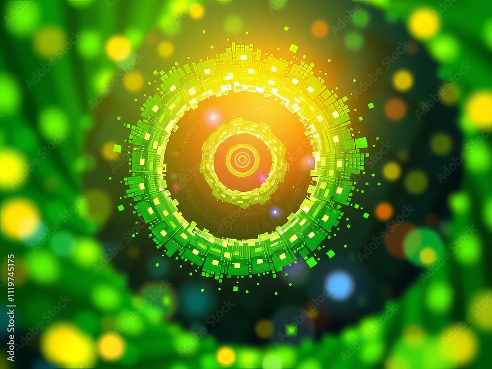 Innovative green spiral bokeh, a vibrant visual. Innovative green spiral bokeh, a vibrant visual.