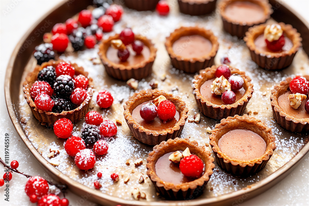 a platter of Christmas-themed mini tarts deco a platter of Christmas-themed mini tarts deco