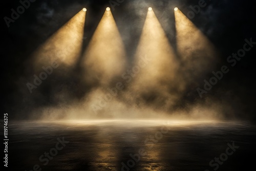 Dramatic Spotlight Effects in a Darkened Space with Soft Smoke and Light Beams Creating an Evocative Atmosphere for Performance and Event Photography