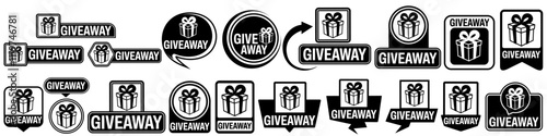 set collections labels giveaway sign. free gift symbol Gift box icon design vector illustration