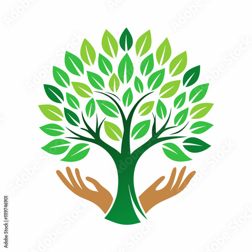Save tree save life color logo design vector art and illustration