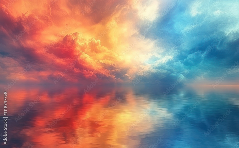 Vivid Sky Reflects In Calm Ocean Waters Vivid Sky Reflects In Calm Ocean Waters