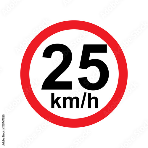 Speed limit 25 kmh signage vector illustration