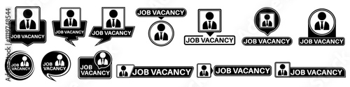 set collections labels job vacancy sign. hiring employees symbol recruitment icon design vector illustration