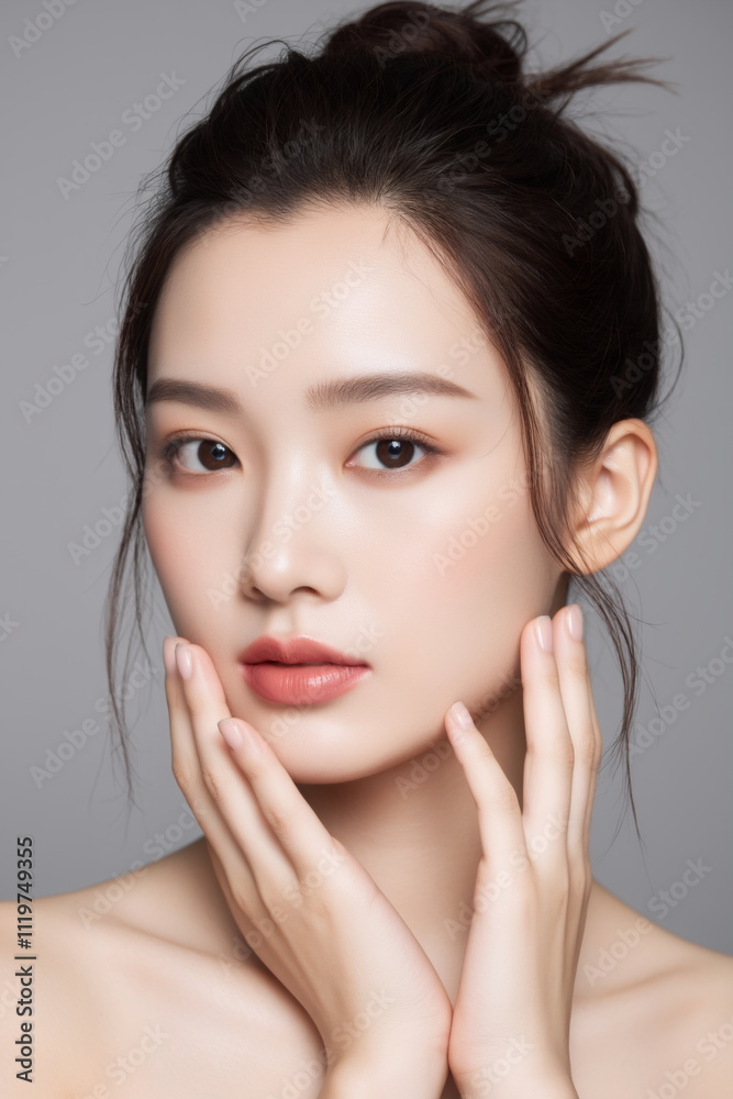 Serene Asian Beauty Portrait with Natural Makeup Serene Asian Beauty Portrait with Natural Makeup